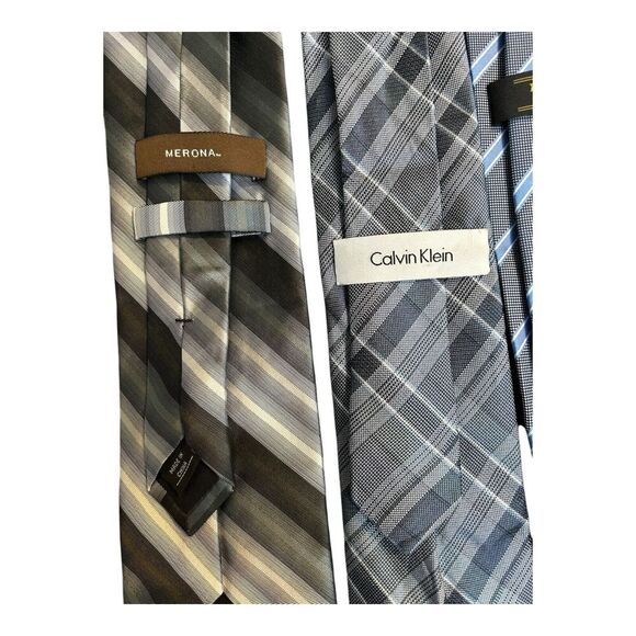 Calvin Klein Merona Kenneth Cole Kailong Gray Colored Men’s Neck Ties Silk 4 - Picture 2 of 4